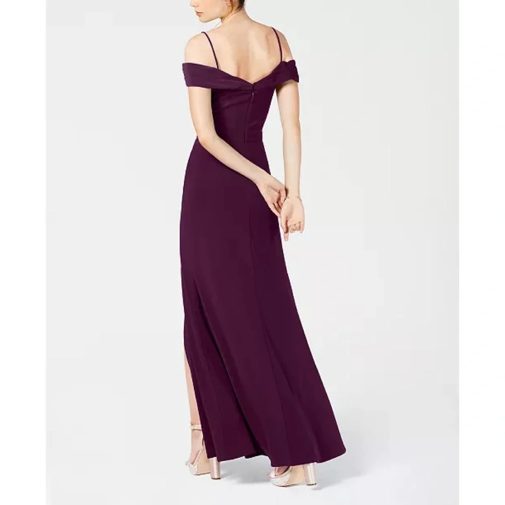 Morgan & Company Cold-Shoulder Gown Wine - Picture 3 of 3